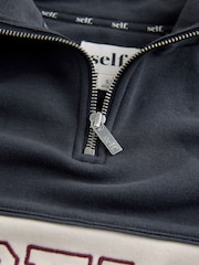 self. Embroidered Half Zip Sweatshirt - Bild 10 von 10