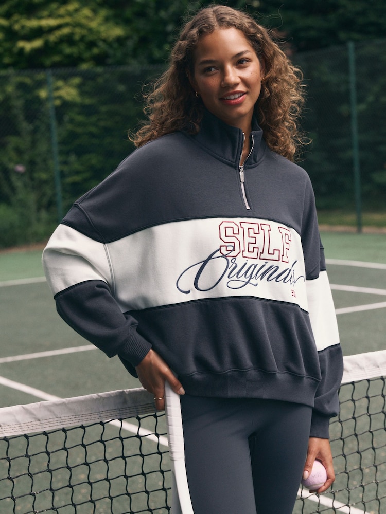 self. Embroidered Half Zip Sweatshirt - Bild 2 von 10