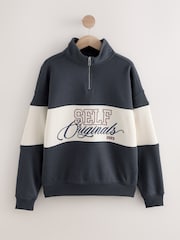 self. Embroidered Half Zip Sweatshirt - Bild 7 von 10