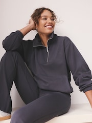 Azul - self. Half Zip Modal Sweatshirt - Imagem 1 de 9