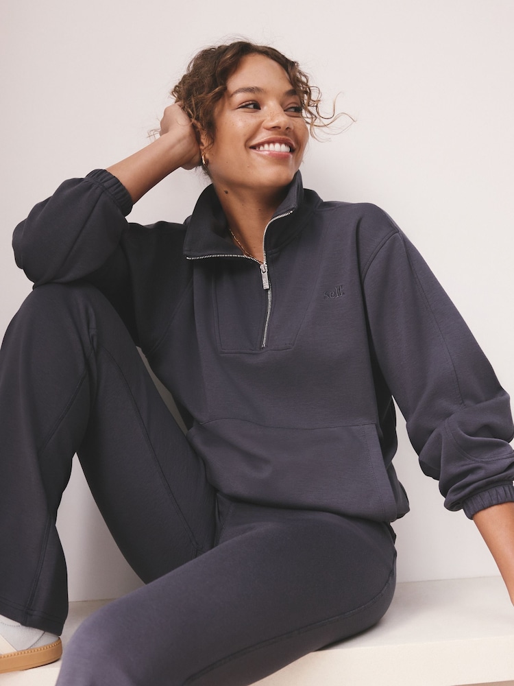 Azul - self. Half Zip Modal Sweatshirt - Imagem 1 de 9