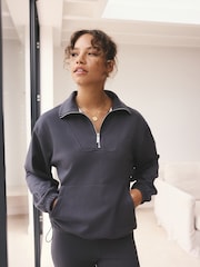 Azul - self. Half Zip Modal Sweatshirt - Imagem 2 de 9