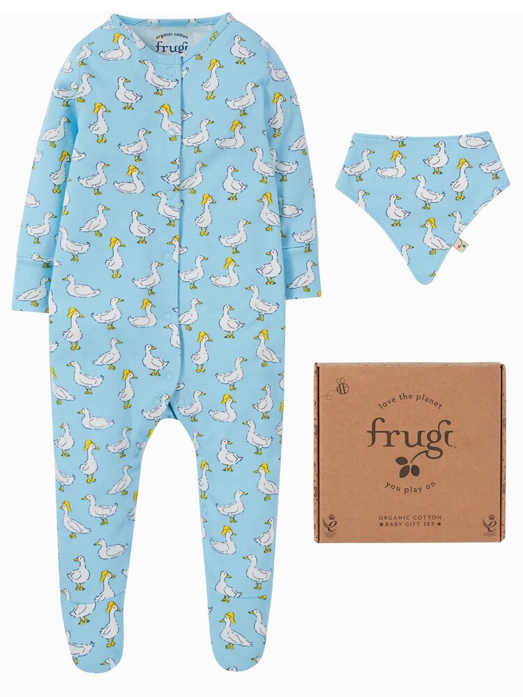 Frugi Blue Easter Duck Print 2 Part Gift Set - Image 1 of 4