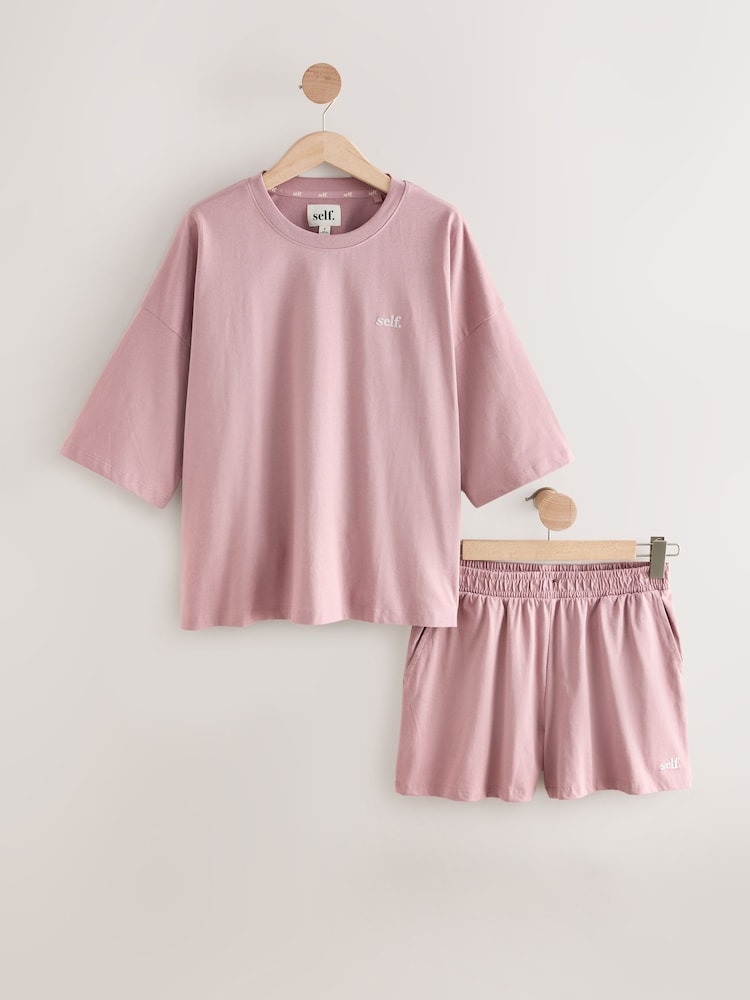 Pink Self. Shorts And T-Shirt Pyjamas Set - Image 1 of 3