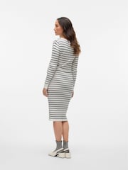 Mamalicious White Maternity Striped Knit Midi Dress With Nursing Function - Image 2 of 7