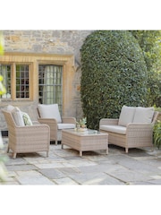 Bramblecrest Willow Patagonia Rattan Garden Square Sofa with 4 Seater Adjustable Casual Dining Table and 2 Benches - Image 1 of 4