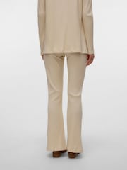 Mamalicious Cream Maternity Ribbed Jersey Flared Leggings - Image 2 of 6