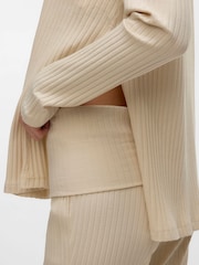 Mamalicious Cream Maternity Ribbed Jersey Flared Leggings - Image 5 of 6