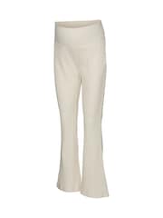 Mamalicious Cream Maternity Ribbed Jersey Flared Leggings - Image 6 of 6