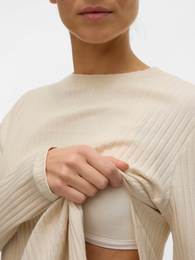 Mamalicious Cream Maternity Side Split Long Sleeve Top - Image 6 of 7