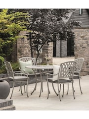 Bramblecrest Stone Rome Garden Square Table with 4 Armchairs and Seat Round Cushions - Image 1 of 5