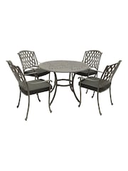 Bramblecrest Stone Rome Garden Square Table with 4 Armchairs and Seat Round Cushions - Image 4 of 5