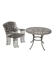 Bramblecrest Stone Rome Garden Square Table with 4 Armchairs and Seat Round Cushions - Image 5 of 5