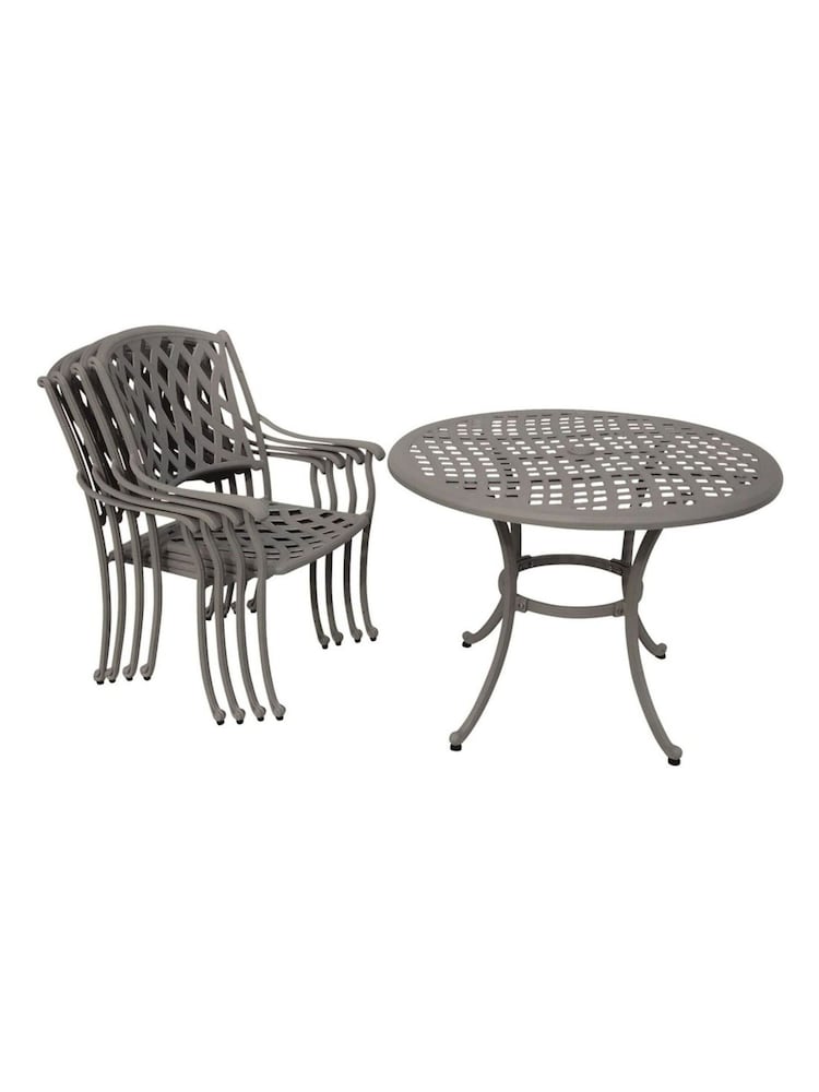 Bramblecrest Stone Rome Garden Square Table with 4 Armchairs and Seat Round Cushions - Image 5 of 5