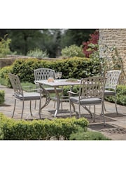 Bramblecrest Stone Rome Garden Square Table with 4 Armchairs and Seat Square Cushions - Image 1 of 4