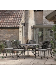 Bramblecrest Black Rome Garden Elliptical Table with 8 Armchairs and Cushions - Image 1 of 5