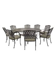 Bramblecrest Black Rome Garden Elliptical Table with 8 Armchairs and Cushions - Image 4 of 5