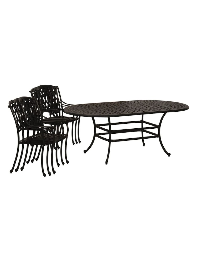 Bramblecrest Black Rome Garden Elliptical Table with 8 Armchairs and Cushions - Image 5 of 5