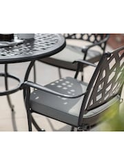 Bramblecrest Black Rome Garden Square Table with 4 Armchairs and Seat Square Cushions - Image 2 of 5