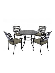 Bramblecrest Black Rome Garden Square Table with 4 Armchairs and Seat Square Cushions - Image 4 of 5