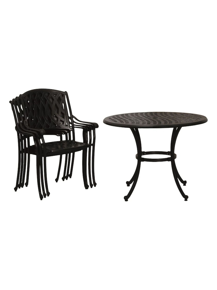 Bramblecrest Black Rome Garden Square Table with 4 Armchairs and Seat Square Cushions - Image 5 of 5