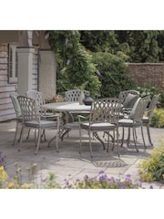Bramblecrest Stone Rome Garden Elliptical Table with 8 Armchairs and Cushions - Image 1 of 3