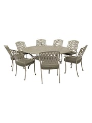 Bramblecrest Stone Rome Garden Elliptical Table with 8 Armchairs and Cushions - Image 3 of 3