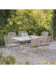 Bramblecrest Stone Rome Garden Round Table with 6 Armchairs and Seat Cushions - Image 1 of 4