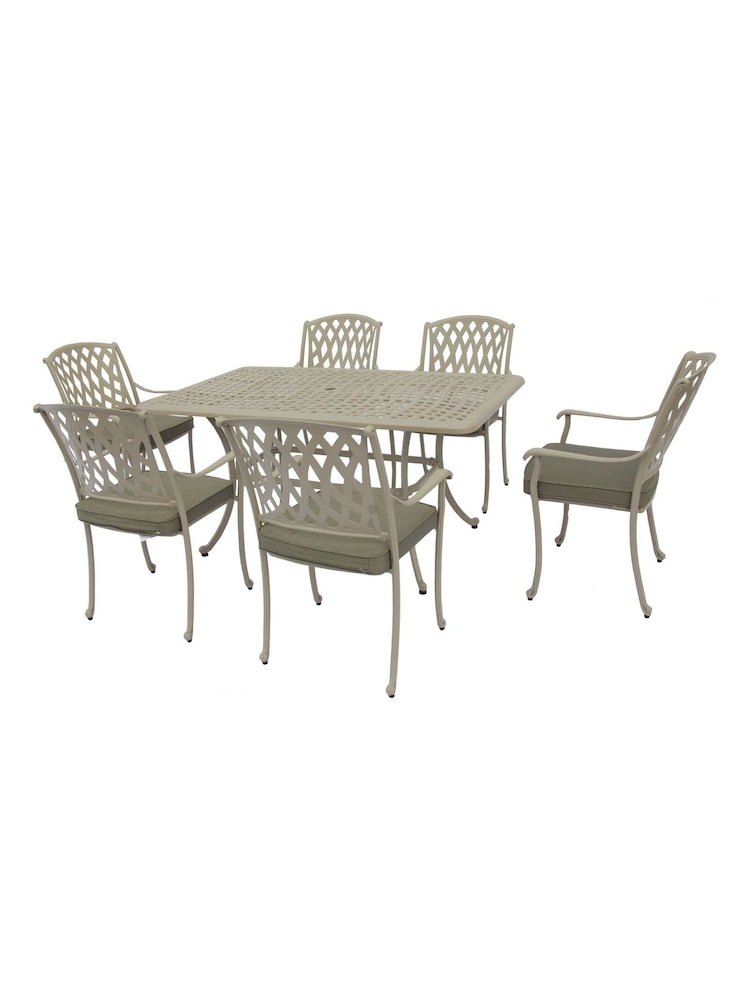 Bramblecrest Stone Rome Garden Round Table with 6 Armchairs and Seat Cushions - Image 4 of 4