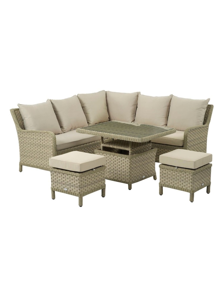 Bramblecrest Willow Patagonia Rattan Garden Square Sofa with 6 Seater Adjustable Casual Dining Table and 2 Benches - Image 2 of 3