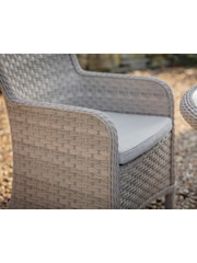 Bramblecrest Willow Patagonia Garden Round Rattan Table with 4 Seater Armchairs and Parasol Set - Image 3 of 4