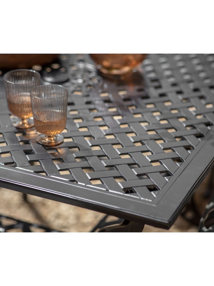 Bramblecrest Black Rome Garden Square Table with 4 Armchairs and Seat Round Cushions - Image 2 of 4