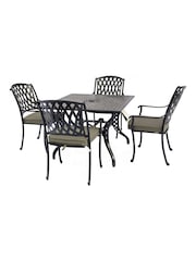 Bramblecrest Black Rome Garden Square Table with 4 Armchairs and Seat Round Cushions - Image 4 of 4