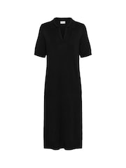 Kaffe KAlizza Knit Short Sleeves Black Polo Dress - Image 2 of 3