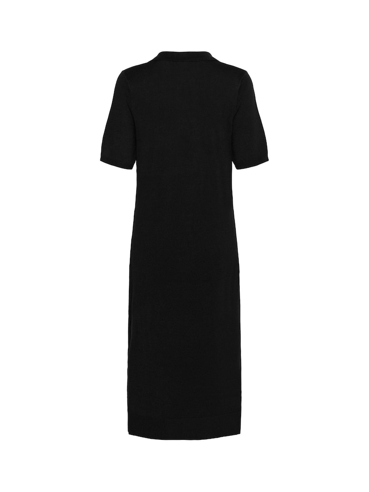 Kaffe KAlizza Knit Short Sleeves Black Polo Dress - Image 3 of 3