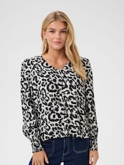 Kaffe KAalice V-Neck Long Sleeve Black Blouse - Image 1 of 5
