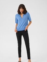 Kaffe Blue KAlizza Short Sleeves Polo Pullover Jumpers - Image 2 of 5