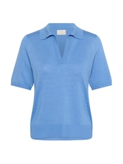 Kaffe Blue KAlizza Short Sleeves Polo Pullover Jumpers - Image 4 of 5