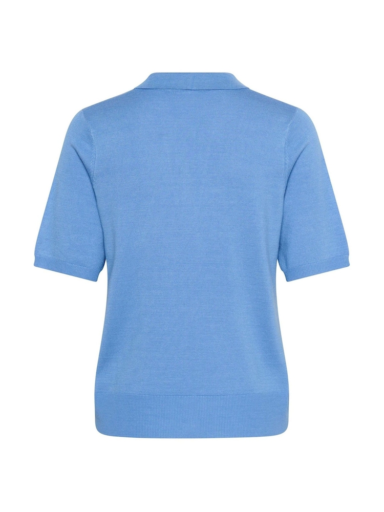 Kaffe Blue KAlizza Short Sleeves Polo Pullover Jumpers - Image 5 of 5