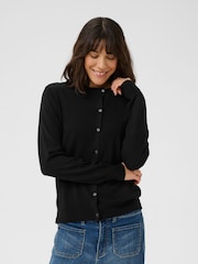 Kaffe KAlizza Buttons Round Neck Black Cardigan - Image 1 of 5