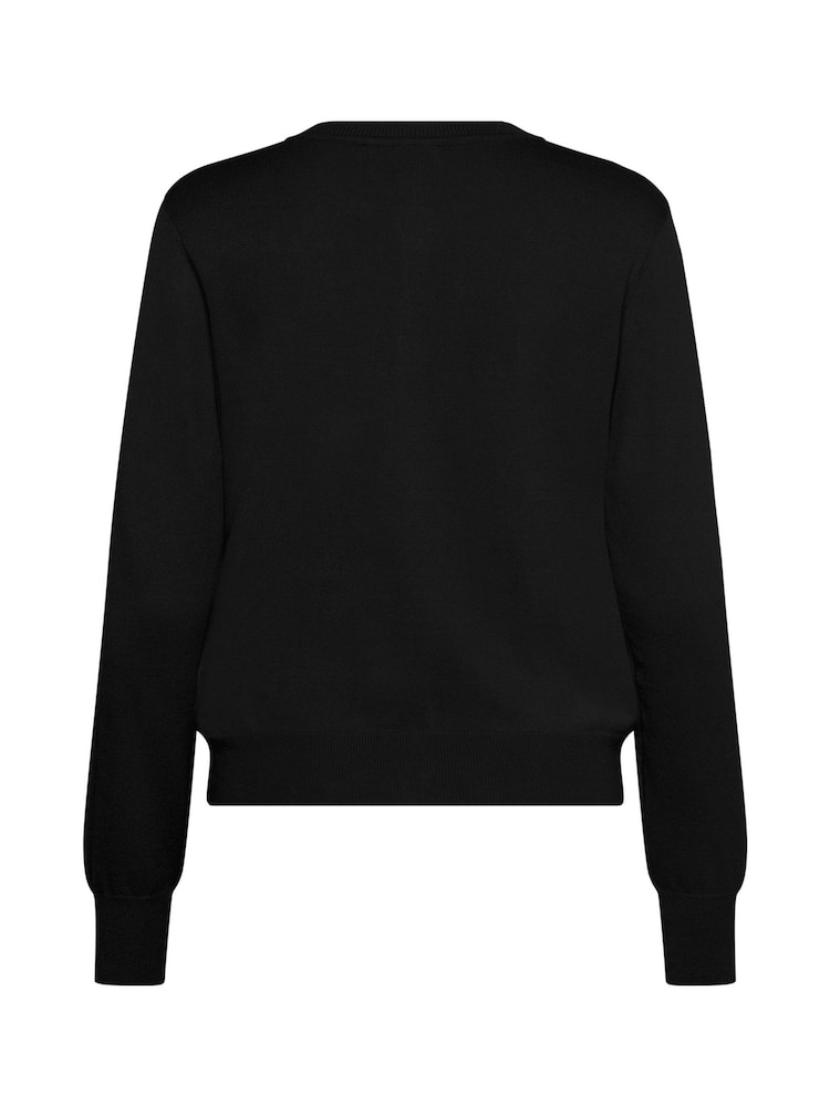 Kaffe KAlizza Buttons Round Neck Black Cardigan - Image 5 of 5