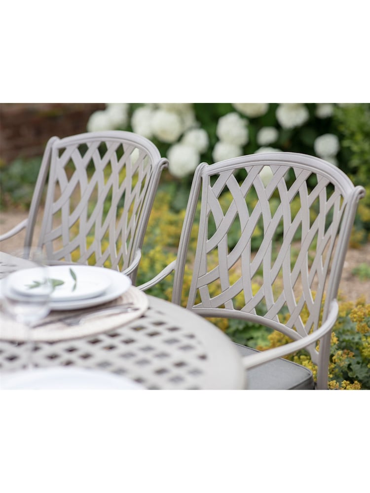 Bramblecrest Stone Rome Garden Rectangular Table with 6 Armchairs and Seat Cushions - Image 2 of 5