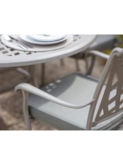 Bramblecrest Stone Rome Garden Rectangular Table with 6 Armchairs and Seat Cushions - Image 3 of 5