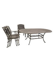 Bramblecrest Stone Rome Garden Rectangular Table with 6 Armchairs and Seat Cushions - Image 5 of 5
