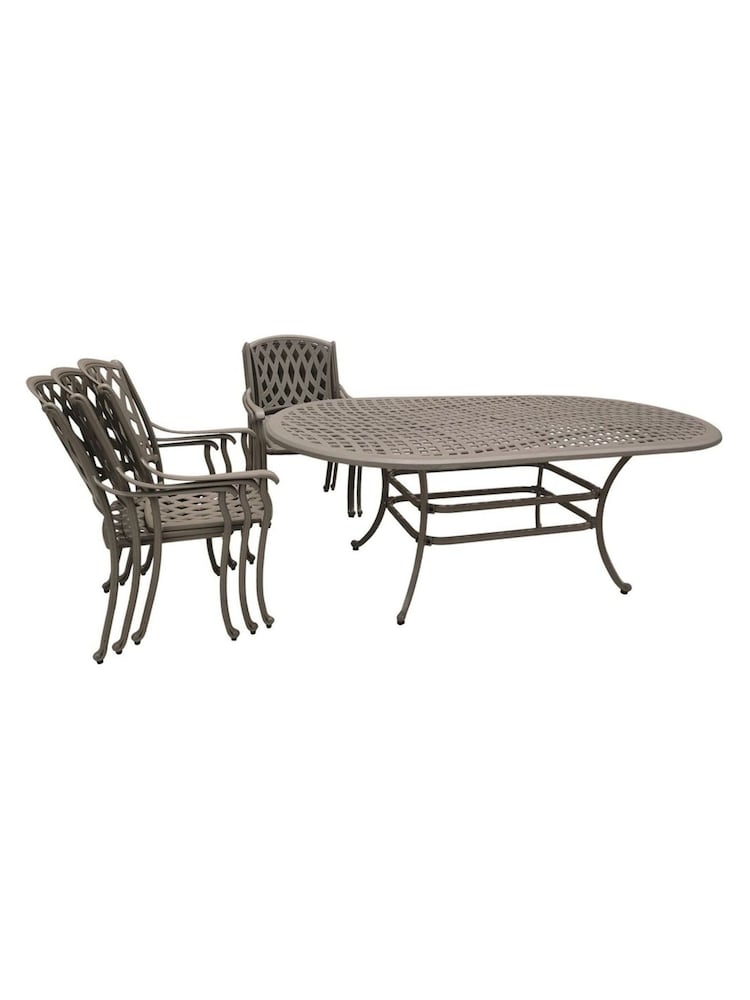 Bramblecrest Stone Rome Garden Rectangular Table with 6 Armchairs and Seat Cushions - Image 5 of 5
