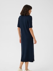 Kaffe Blue KAlizza Knit Short Sleeves Polo Dress - Image 3 of 5