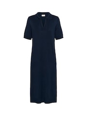 Kaffe Blue KAlizza Knit Short Sleeves Polo Dress - Image 4 of 5