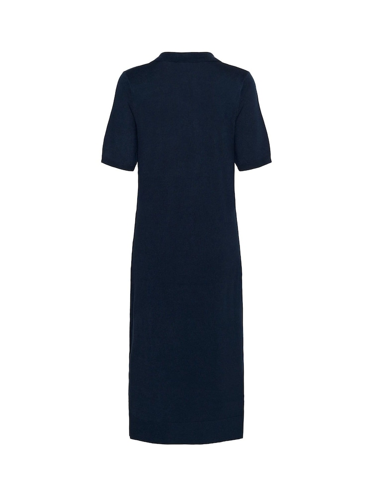 Kaffe Blue KAlizza Knit Short Sleeves Polo Dress - Image 5 of 5