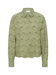 Kaffe Green Katsura Boxy Fit Broderie Anglaise Shirt - Image 3 of 4