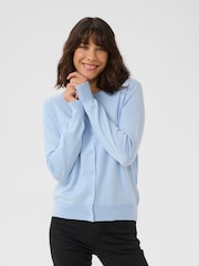 Kaffe Blue KAlizza Buttons Round Neck Cardigan - Image 1 of 5